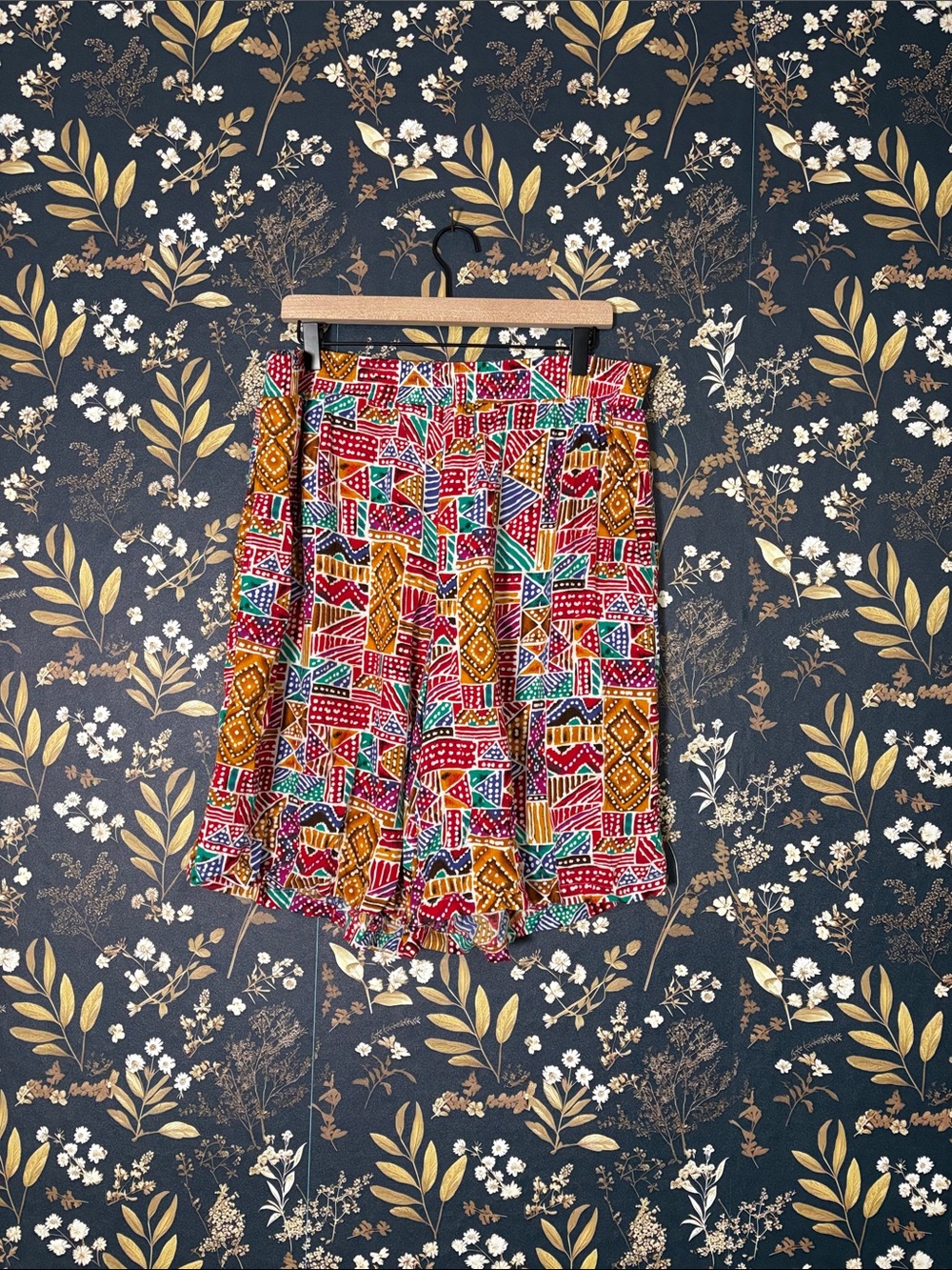 Vintage Truly Yours Plus Colorful Geometric Print Summer Shorts Size 3X